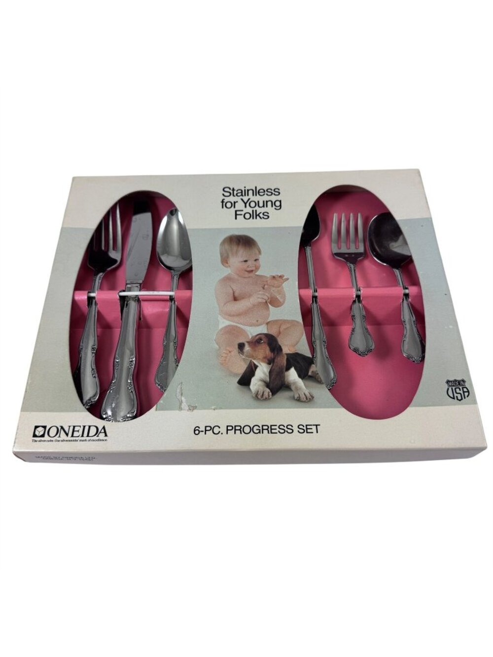 Toddletime Stainless Steel Oneida Flatware Youth Baby Progress Set Vintage 1990s